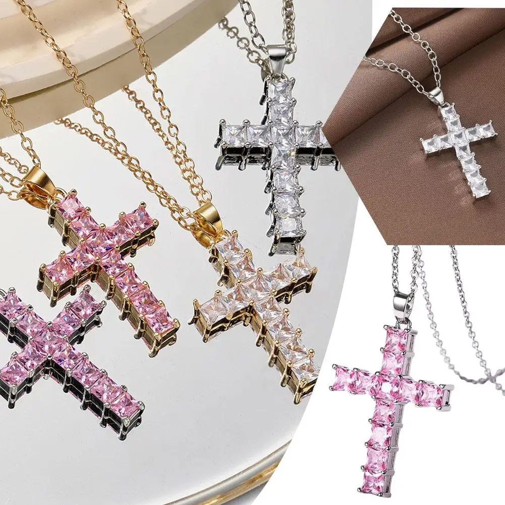 

Fashion Necklaces Cross Pendant Gold Multi Color Crystal Jesus Cross Pendant For Women Necklace Party Leisure Time Jewelry I4X4