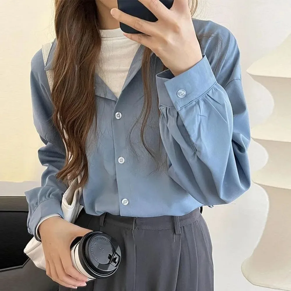 Elegante Blouses Vrouwen Shirt Lente Zomer 2024 Vrouwen Lantaarn Mouw Wit Shirt Mid-Length Shirt Jas Mode Vrouwen Kleding