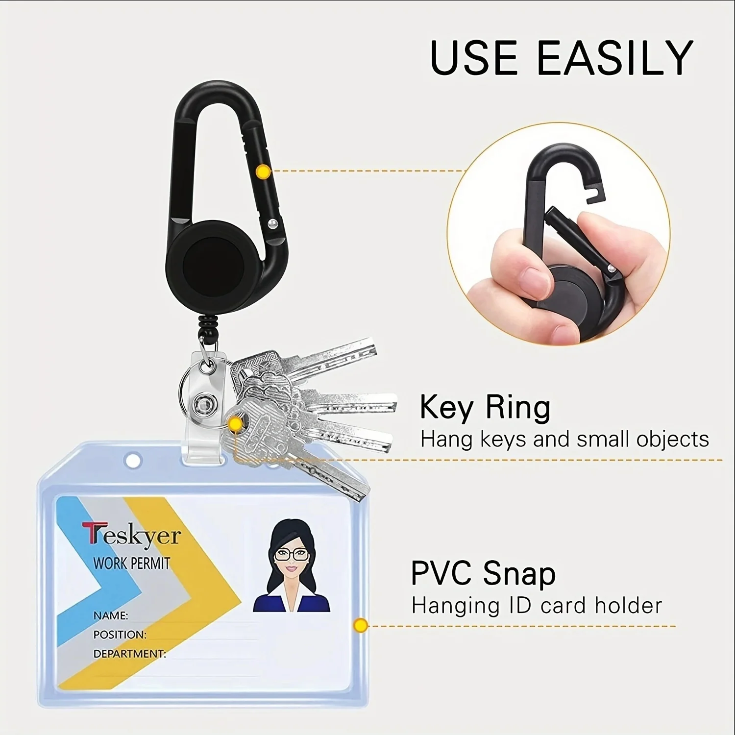 2 Creative Retractable Outdoor Climbing Carabiners with Integrated Keychain, Portable High-Rebound Retractable Anti-Loss Keychain for Men