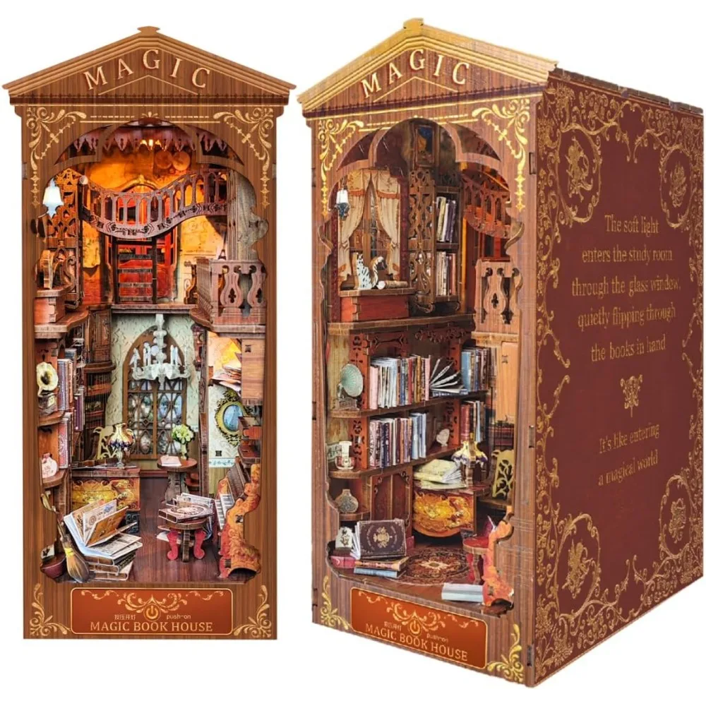 3D Decorative Book Nook with LED Miniature Diorama Inserts - DIY Crafts, Birthday Gifts, and Home Decor for Girls & Boys