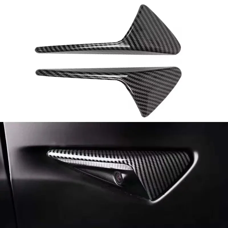 2PCS For Tesla Model 3 Y X S Car Side Camera Protection Cover Carbon Fiber Fender Trim Covers Modification Accessories