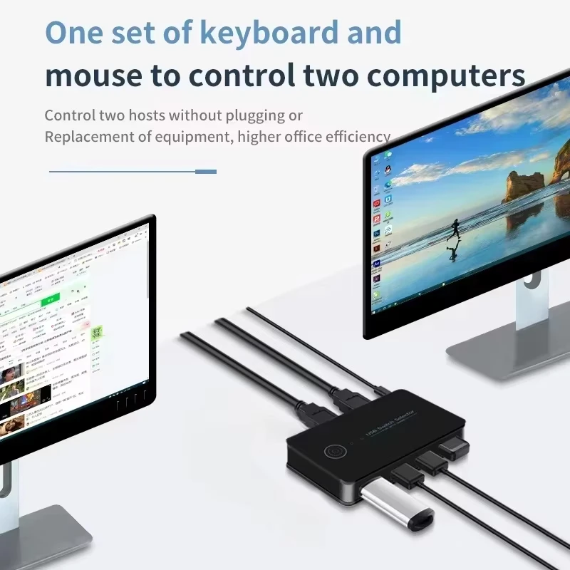 USB 3.0 KVM Switch Adapter 2 Inputs 4 Outputs USB Shared Switcher for PC Laptop Keyboard Mouse Printer USB Switch Controller Hub