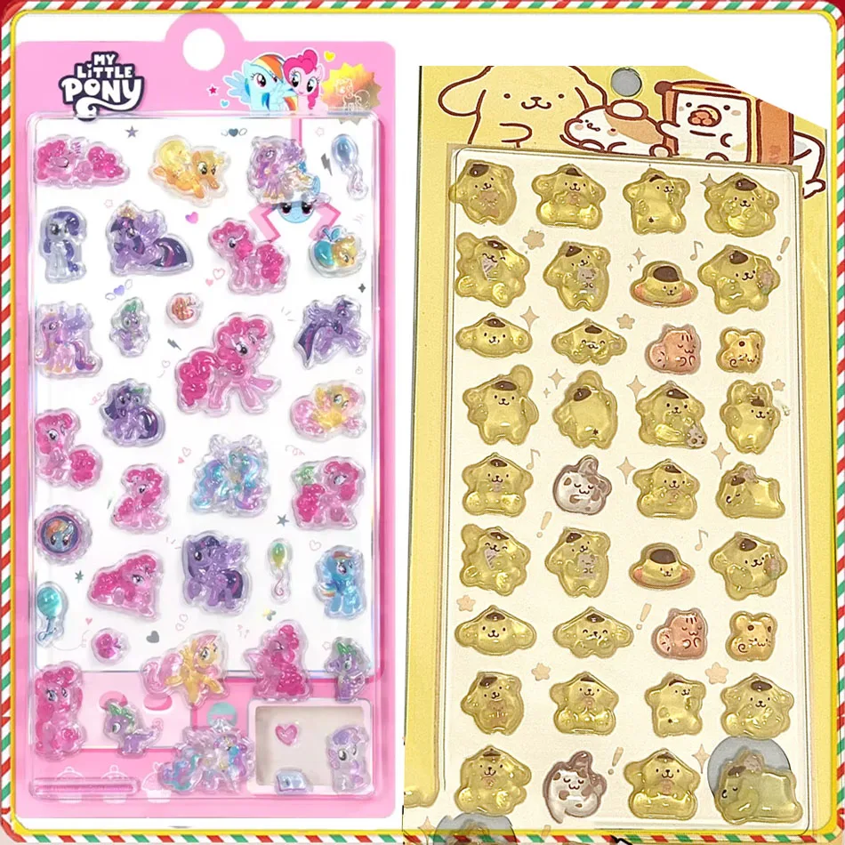 Pegatinas de cristal 3D de My Little Ponys para niños, nuevo Anime, unicornio, Jelly Paster, cuaderno para niñas, caja de equipaje, decoración, juguetes para niños, regalo