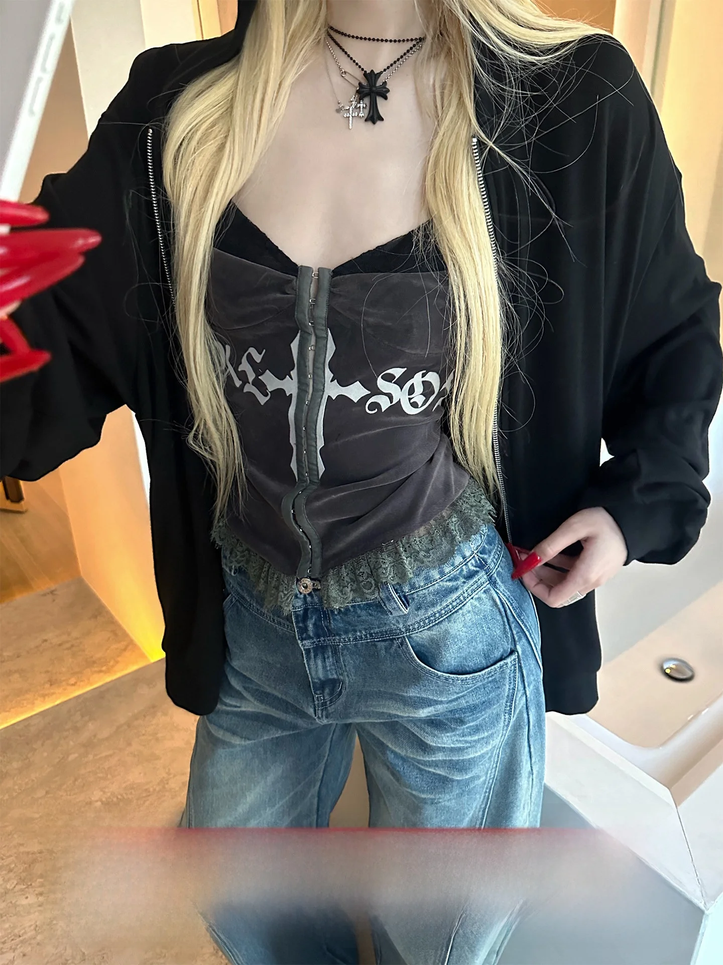 

Rase Le Sol Secret Invasion Lace Trim Floing Print Buttoned Tube Top Women's Sexy Sle Cotton Blend V-ne Outerwear