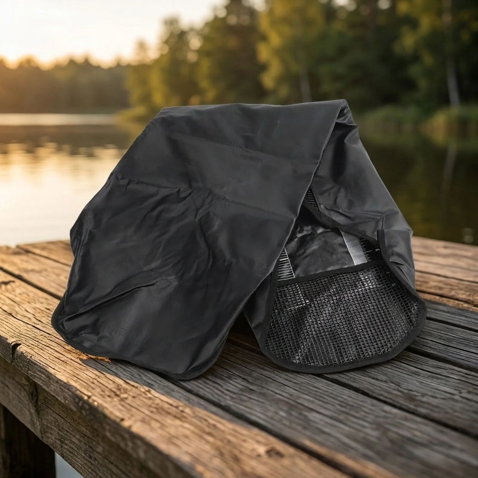 For Outdoor Fishing Mesh Bag Foldable Design with Measuring Scale for Freshwater Saltwater Fish Transport 124 x 100 cm