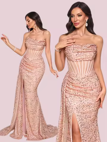 2026 Elegant Bridesmaid Dress Prom Evening Gown for Women Party Dresses Stylish Bridal Attire in Multiple Sizes