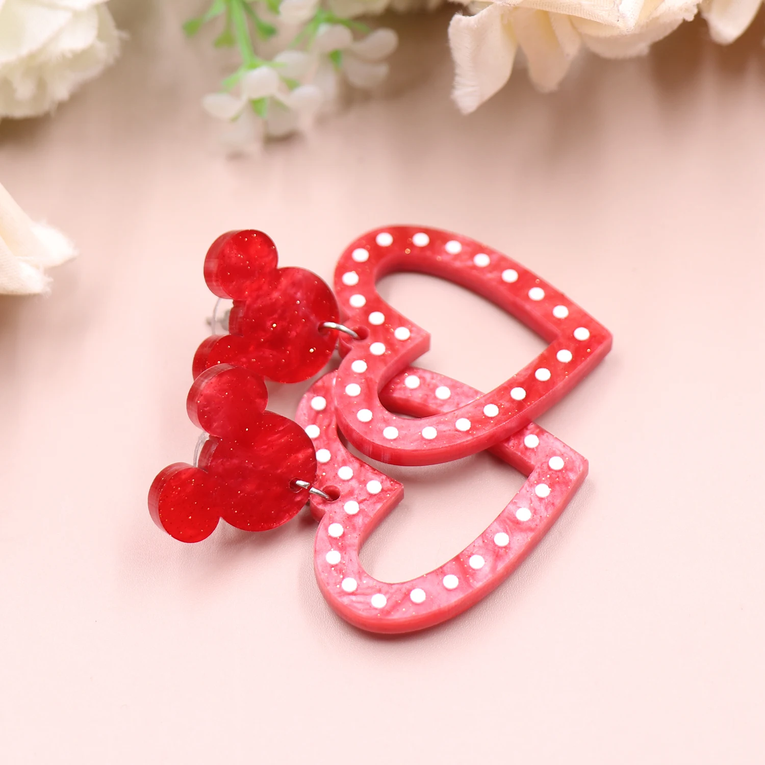 1Pair New product CN Drop heart mouse Valentine\'s Day TRENDY Acrylic Earrings Jewelry for women