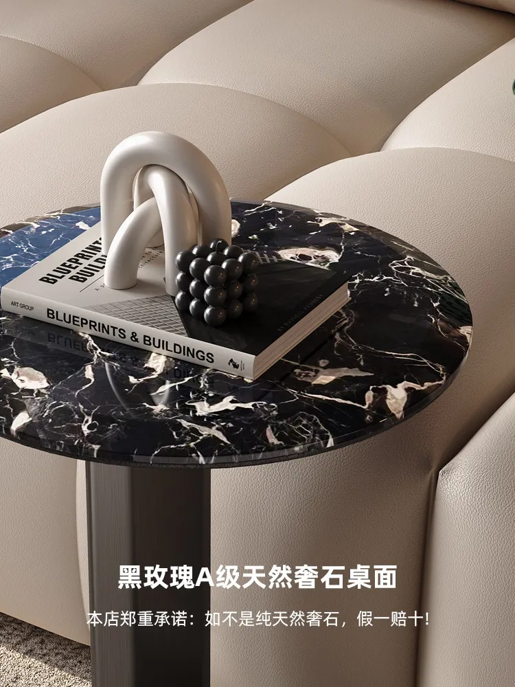 Light luxury natural luxury stone sofa edge few household modern simple living room marble creative small coffee table corner