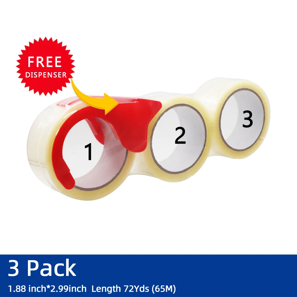 3/6 Rolls Clear Tape Rolls with Dispenser 1.89 Inch X 65 Meter Transparent Tapes for Packing Moving Supplies Tape for Moving Box image 5