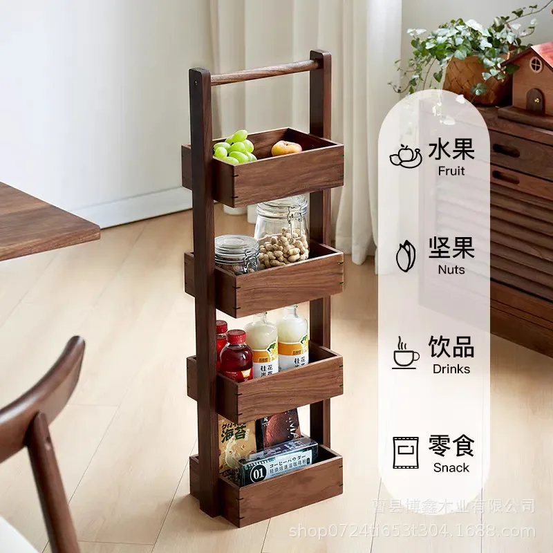 Solid Wood Kitchen Storage Rack Multi Layer Shelf for Snacks Condiments Dishes Simple Design Organizer for Countertop Home