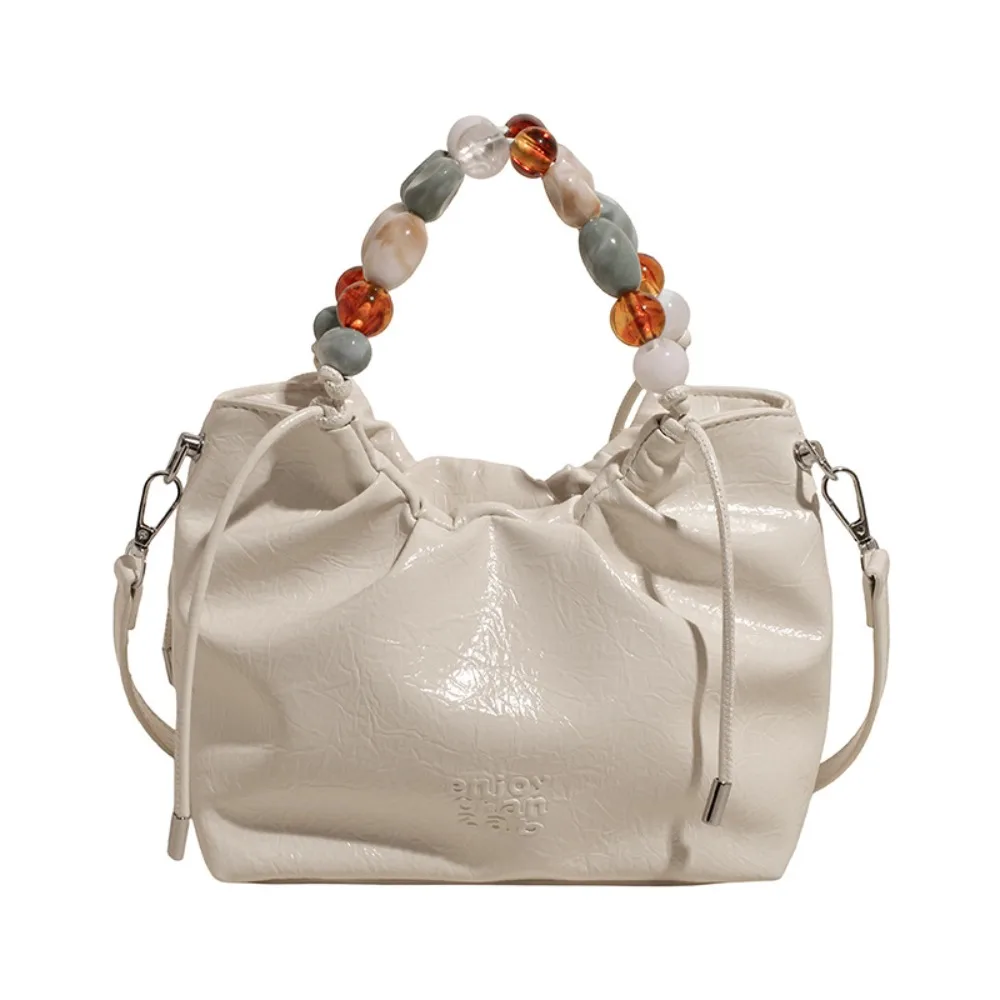 

Tote Bag Beading Handle Shoulder Bag Messenger Bags Crossbody Bag Silver PU Bag Korean Style Letter Printing