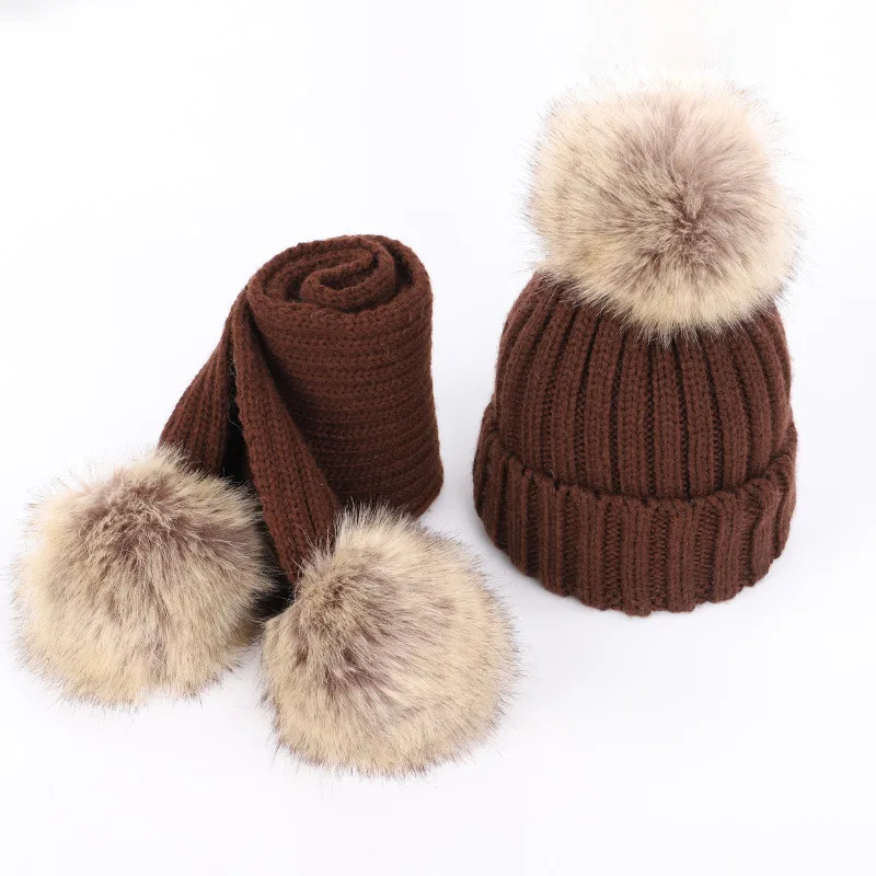 2 3 4 5 6 7 8 9 10 Years Old Boys Girls Winter Warm Hat Knitted Beanie Caps for Kids Toddler Fur Pompom Snow Bonnet