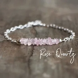 Rose Quartz Bracelet, Raw Crystal Bracelet, Bridesmaid Gifts, Heart Chakra Bracelet, Rose Quartz Jewelry, Birthday Gifts for Her