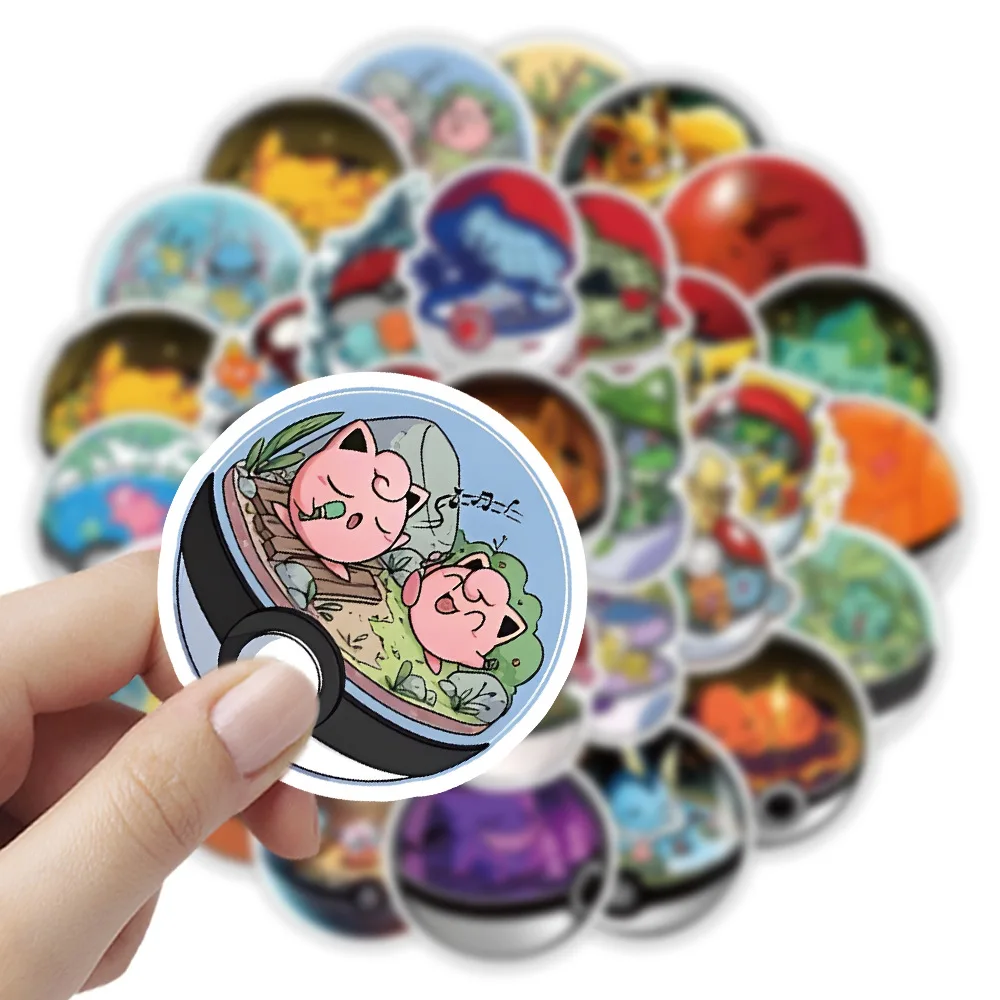 55 Uds Anime Poke Ball pegatina dibujos animados Pokémon lindo Doodle creativo DIY refrigerador móvil funda papelería álbum de recortes calcomanía