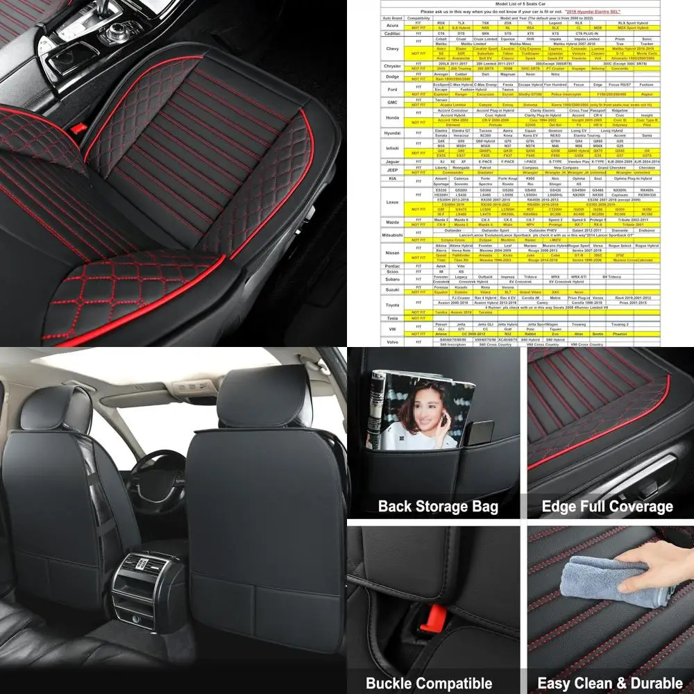 

Универсальные чехлы на автомобильные сиденья — передняя пара, черно-красный, кожзаменитель для грузовиков и внедорожников