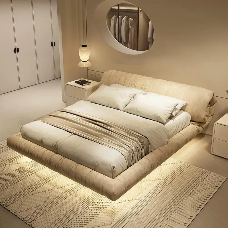 Contemporary High Quality Leather Bed Frame Soft Easy Clean Strong Stable 3-Year Adjustable Modular for Bedroom Assembled