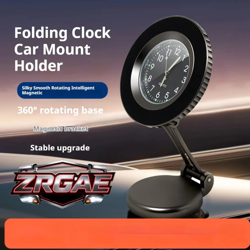 Car Phone Holder Clock Magnetic Foldable Dashboard Air Vent Mount 360 Rotation Strong Magnet Adhesive Phone Stand Universal