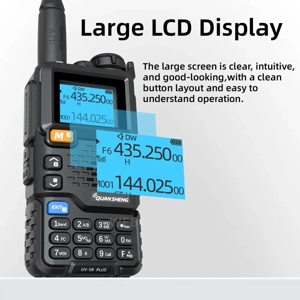 Quansheng-UV 5R Além disso Walkie Talkie, rádio em dois sentidos, Dual-Band UHF Estação VHF, K5 Presunto, Conjunto Sem Fio, Longo Alcance, K6, 5W