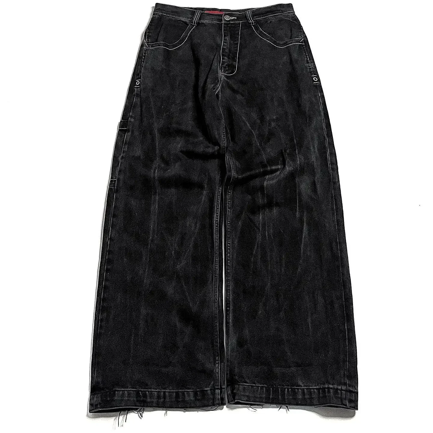 JNCO-جينز بساق واسعة بخصر عالٍ للرجال والنساء ، هاراجوكو ، هيب هوب ، ريترو ، جمجمة ، جرافيك ، تطريزة ، فضفاضة ، بنطلون جينز ، بنطلون قوطي ، جديد