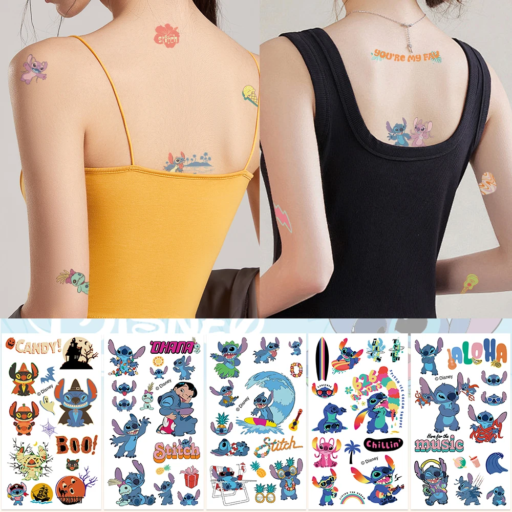 

10PCS Disney Stitch Temporary Tattoo Stickers Cute Star Baby Stitch Cartoon Sticker Children Tattoo For Kids Funny Birthday Gift