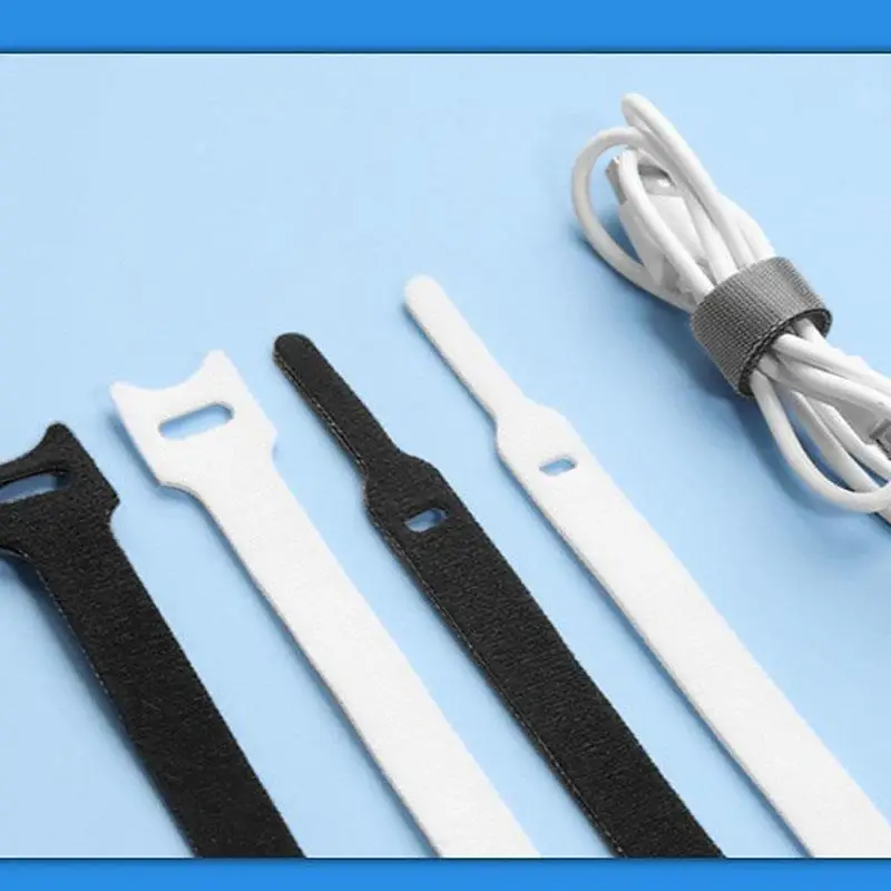 10Pcs Long T-Type Cable Ties Wire Reusable Cord Organizer Wire Fastener Straps Colored Nylon Hook Loop Computer Data Cable Tie