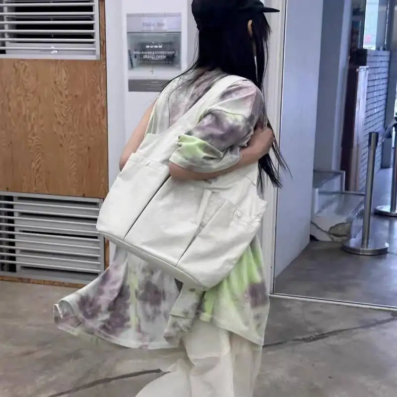 Sweet Cool Y2k Aesthetic Punk Women's Handbags Grunge Pleated Pockets Tote Bags Casual Office Lady Shoulder Underarm Bag Fashion