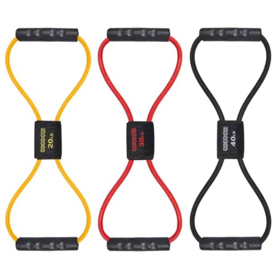 8 Shaped Resistance Bands with Handles for Women Men Exercise Bands for Back Arms Shoulder Leg Stretching Physical Therapy Yoga