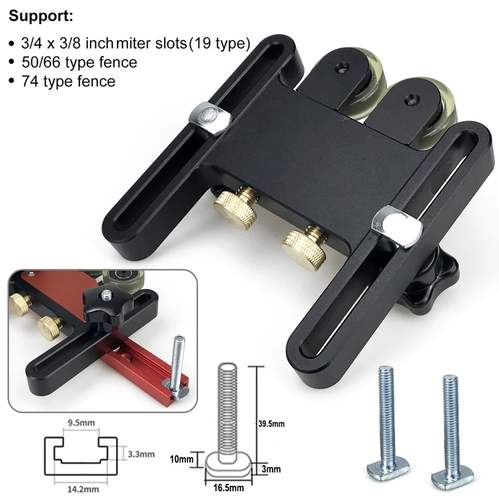 Woodworking Bearing Feeding Roller Feeder Table Saws Pressing Feeder Guide Board Fixing Bearing Wheel for T Tracks Fence