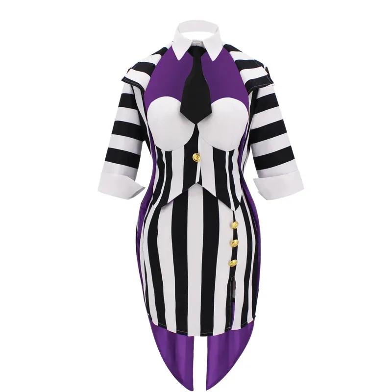 

Halloween Carnival Suit Beetle Michael Keaton Cosplay Costume Dress Black and White Striped Uniform Women Wedding Outfit b;4.f'7