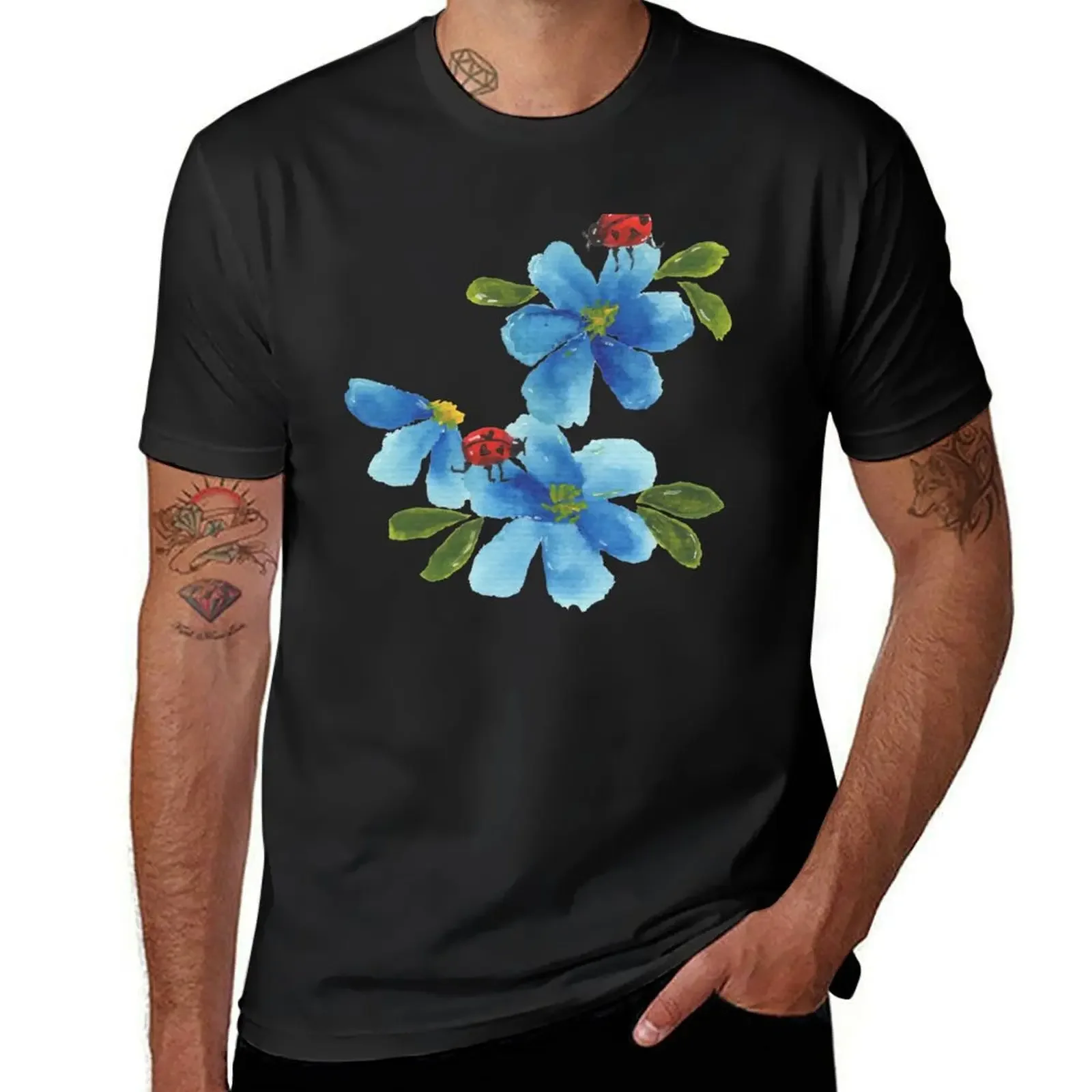 Ladybugs on Flowers T-Shirt oversized t shirt new edition t shirt men