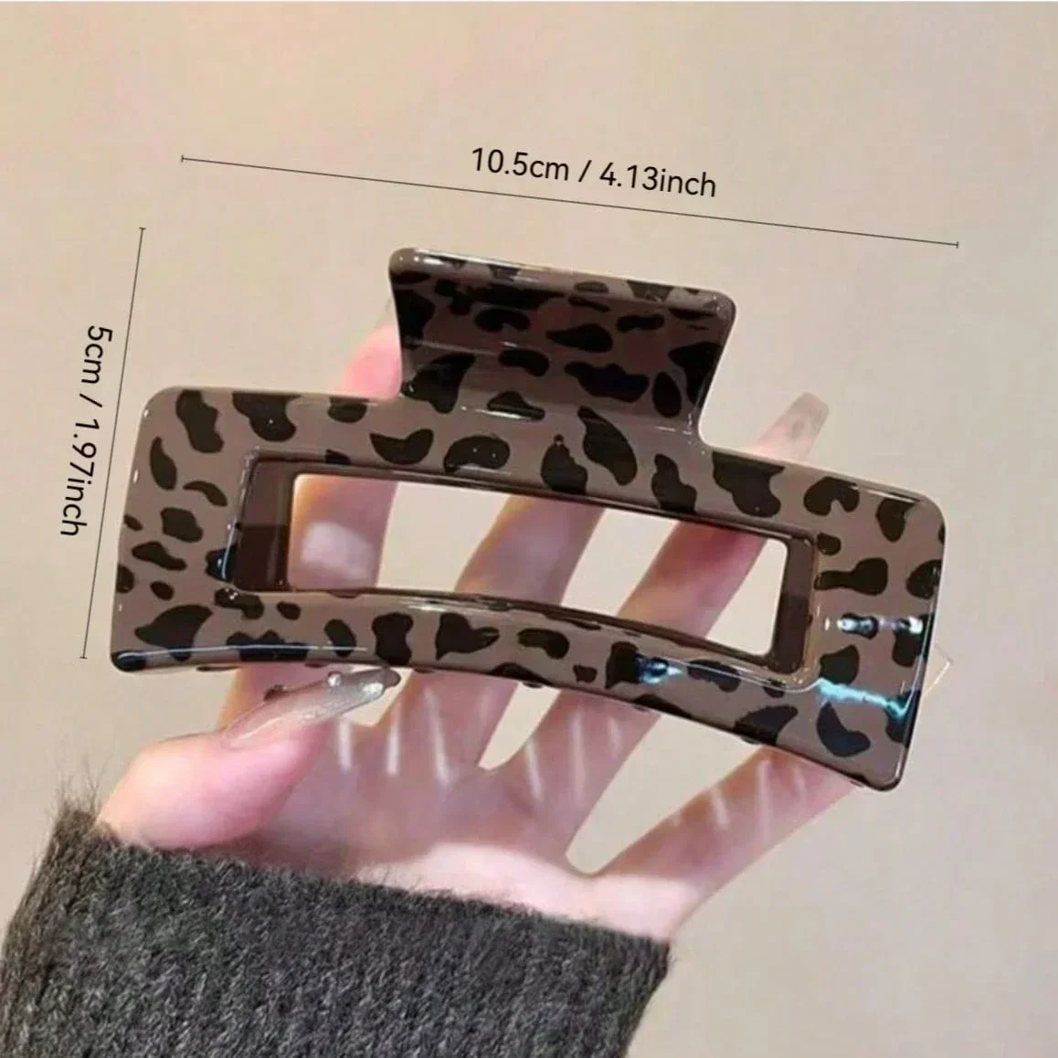 

2pcs Leopard Print Geometric Hair Claw Clip For Women Elegant Large Hair Accessory Fall Winter
