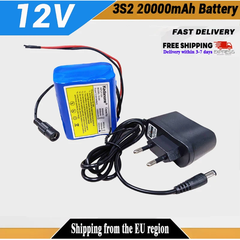 12V 20Ah Wiederaufladbarer Lithium-Ionen-Akku 20000mAh Tragbarer Akku für 12V-Geräte, RC-Auto, Boot, Roboter, DIY+Ladegerät