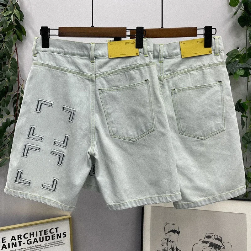 

Summer 2024 Top Patch Denim Shorts High Quality High Density Embroidered Jeans Denim shorts for both men and women