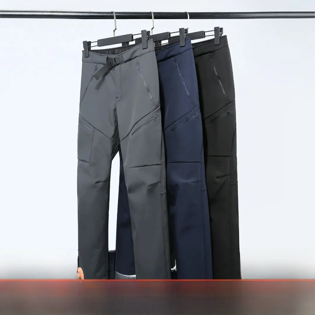 

Мягкие брюки для скалолазания на открытом воздухе, мужские повседневные прямые брюки на подкладке с 3D контурной подкладкой, водонепроницаемые, осень-зима