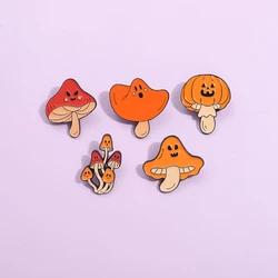 Cute Ghost Mushroom Enamel Pins Cartoon Halloween Pumpkin Brooches Lapel Badge Clothes Hat Accessories Gift for Kids Friends