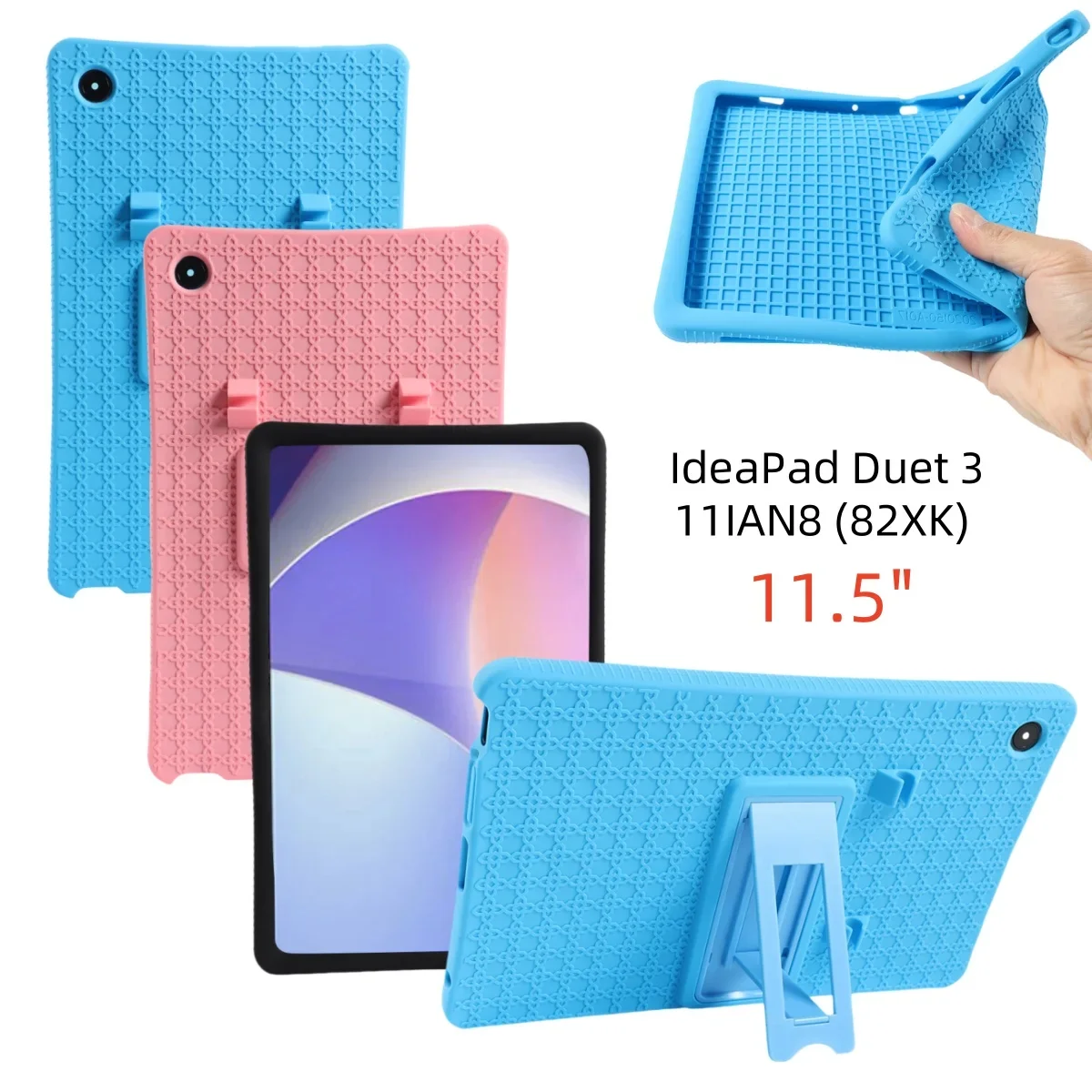 

Soft Silicone Case for Lenovo IdeaPad Duet 3 11IAN8 (82XK) 11.5" Tab Cover Multi-Angle Stand Shockproof Full Body Protect Shell