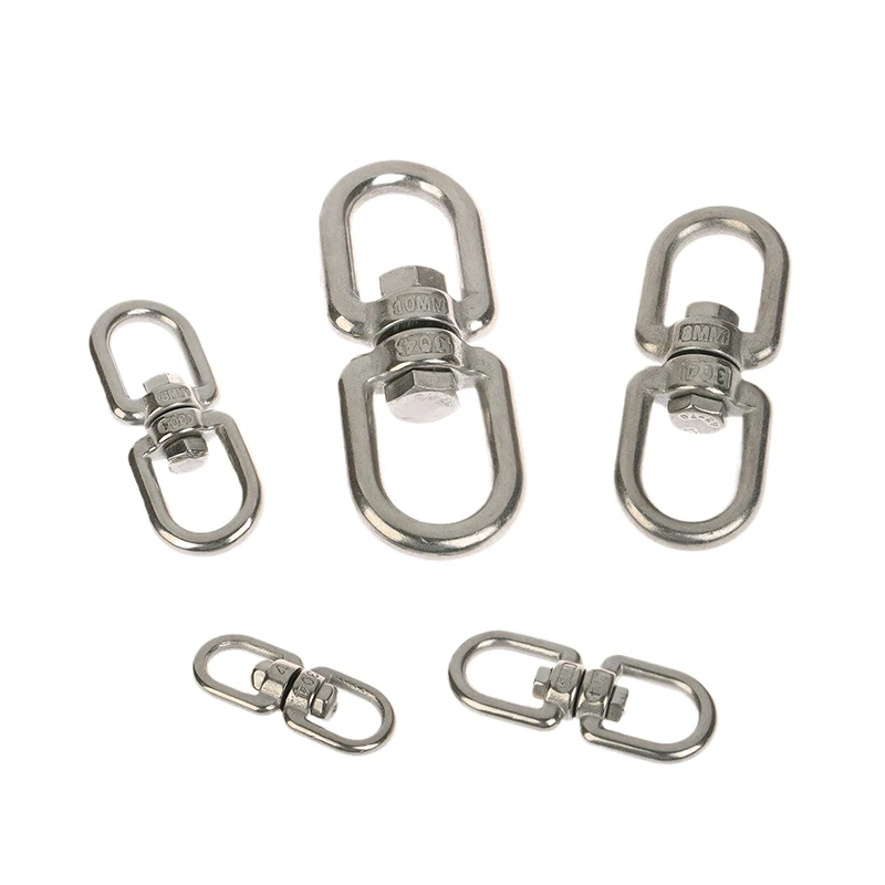 M4-M10 304 Stainless Steel Double Ended Swivel Eye Hook Ring Connector 8-ring Chain Buckle For Hanging Chair Swing Sand Bag