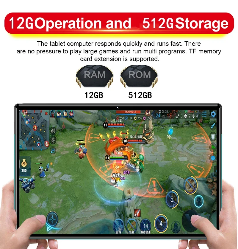 2025 New 10.1 Inch Global Version Tablet PC Android 12.0 12G+512GB Tablet Support ZOOM Google Meet 4G Network Wifi Tablet Pc