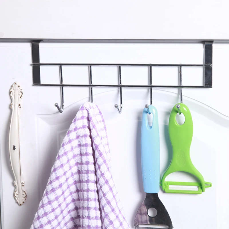 5-Hooks Clothing Coat Towel Hanger Rack Holder Shelf Over Door Home Bathroom Kitchen Hat Organizer Over The Door Hooks