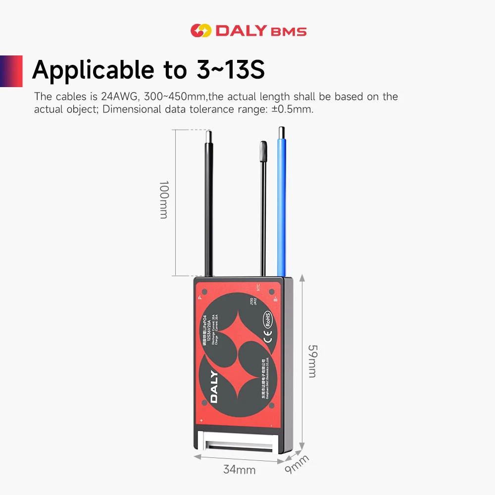 DALYBMS Li-ion 10S 36V 20A z miękkim wyłącznikiem, NTC, bateria z balanserem, ochrona przed niskimi i wyskimi temperaturami, Daly BMS — zdjęcie produktu 5