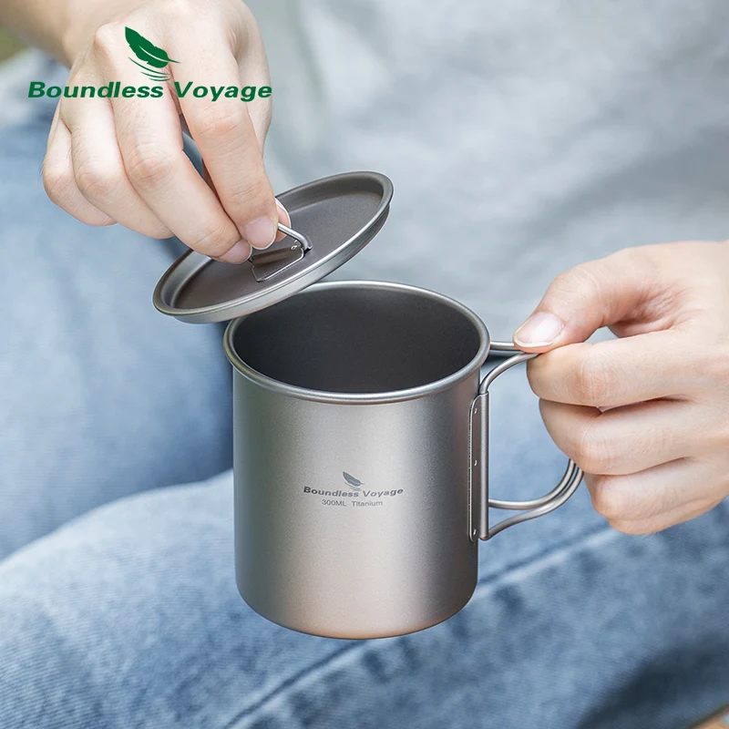 Boundless Voyage Titanium Camping Mug with Lid Stackable Cup Travel Tableware for Backpacking, Hiking, Home Use gallery 3