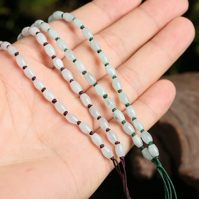 Mei Yuyuan Wholesale Emerald Pendant Jewelry Lanyard Handmade Braided Rope Full Beads Rice Beads Jade Pendant Lanyard for Men an