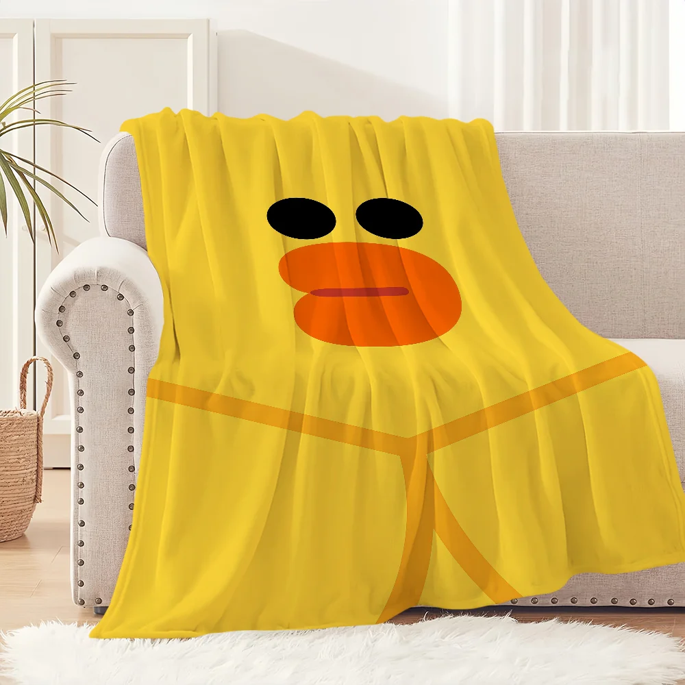 Cute cartoon art funny duck L-line F-friends S-Sally Flannel warm soft plush blanket for sofa living room bedroom travel gift