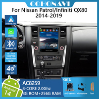 12.1inch Android14 For Nissan Patrol/Infiniti QX80 2014-2019  Car Radio Gps Navigation AC8259 8-core 8+256G 1024*768 carplay