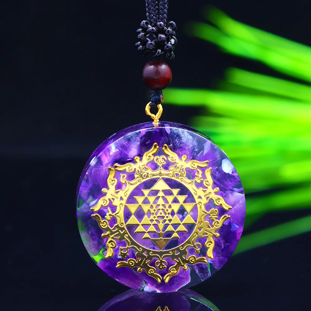 Natural Stone Necklace Energy Amethyst Orgonite Pendant Meditation Reiki Chakra Necklace Yoga Healing Jewelry For Men Women