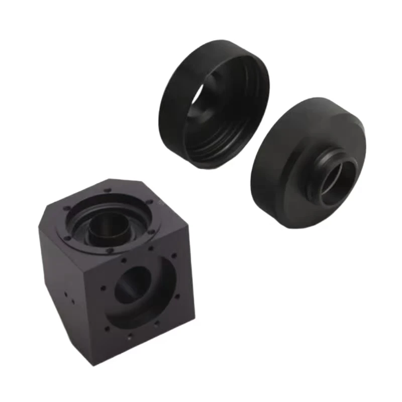 CNC turning, milling, machining, black anodized aluminum alloy, mechanical connection, positioning kit
