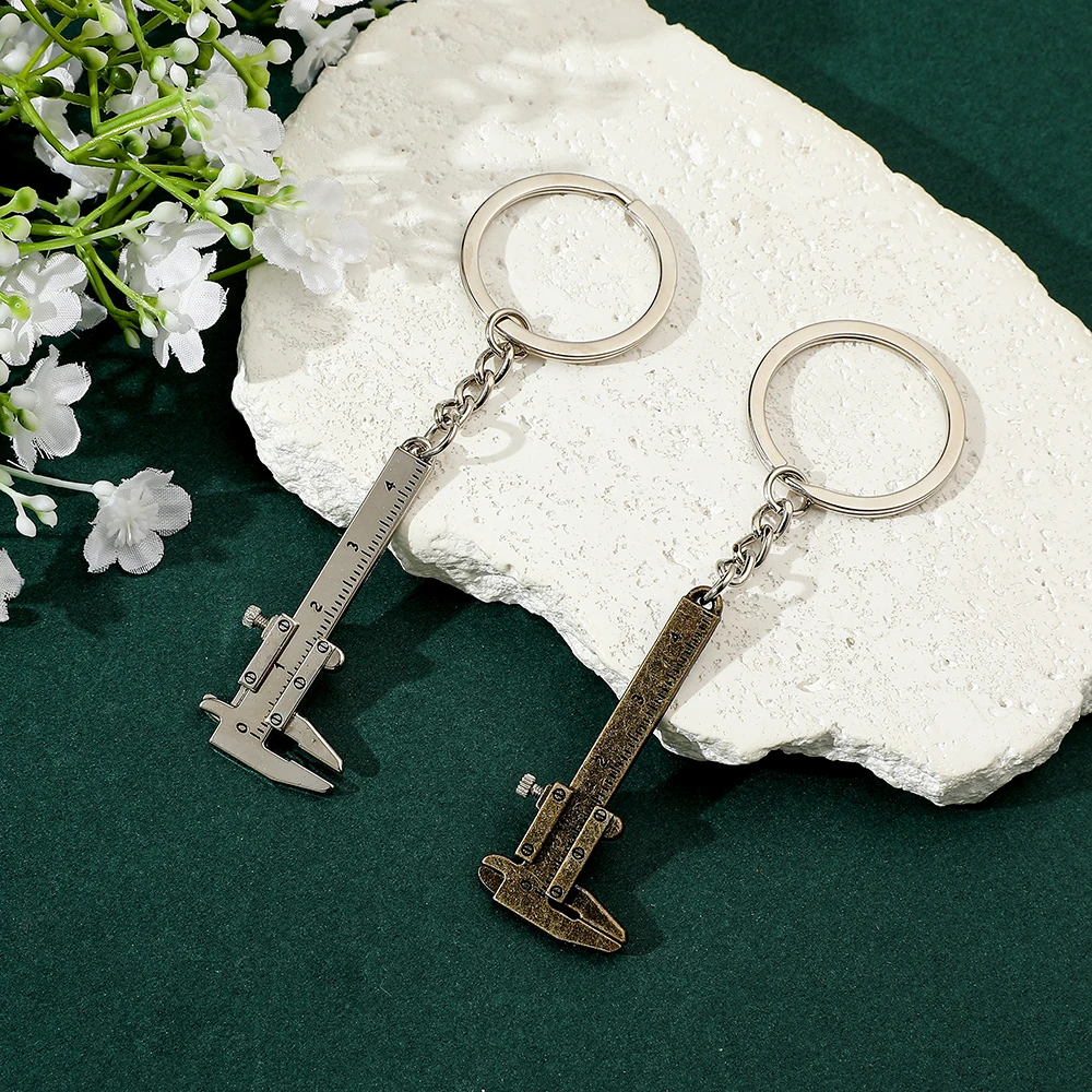 New Fashion Stationery Keychain Vernier Caliper Pendant Keychain for Boyfriend Gift Zinc Alloy Backpack Pendant Accessories