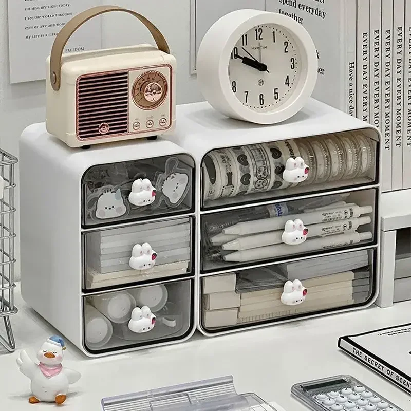 Desktop Drawer Box Desk Pen Holder Hair Accessories Storage Shelf Cosmetic Stationery Storage Box Home School Office Organizer