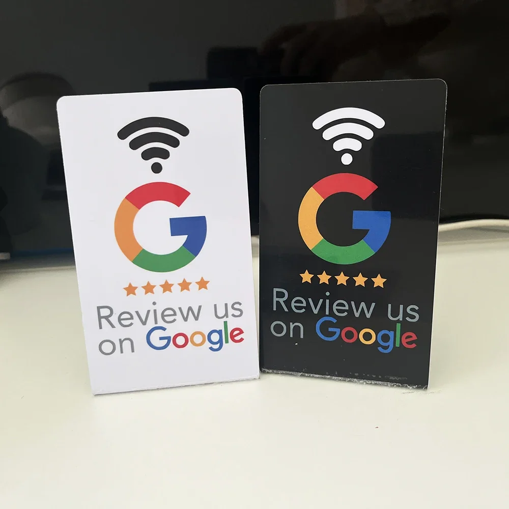 Carte d'évaluation Google programmable, 13.56Mhz, table de station NFC, avis de Google, affichage de la carte pliante, support de marque debout