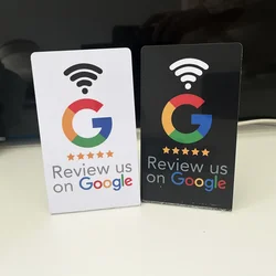 programmable Google Review Card 13.56Mhz NFC station table NFC Google Reviews display bending card standing brand bracket